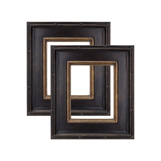 Museum Plein Aire Ornate Picture Frame, Antique Black w/ Gold Oil Painting Frames | High-End Antique Style Frames | Open Back Frames with No Glass or Baking